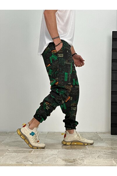 COCOPELLI Ανδρικό παντελόνι Jogger με μοτίβο μαύρο Mailbox COC2395