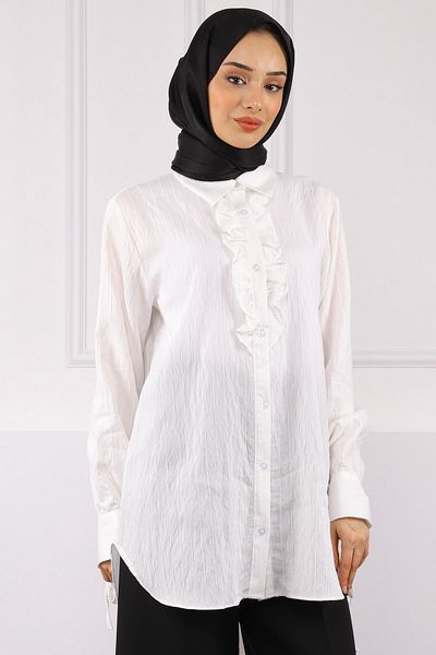 İmajButik Ecru Sleeve Tie Shirt