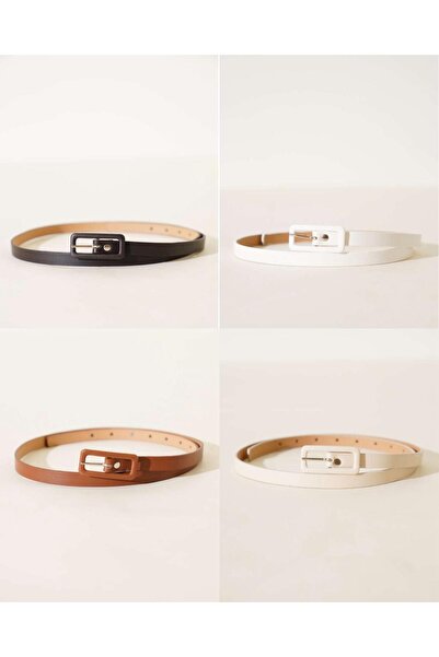 Desre Moda 4 قطع من حزام المرأة الرفيع بإبزيم مطلي، حزام المعطف، حزام القميص،...