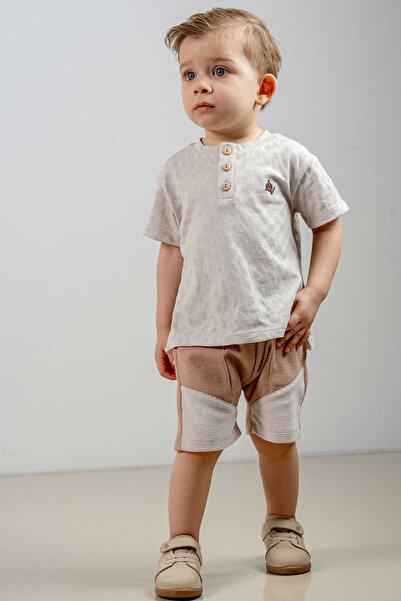 bombe Baby Kids Gray Cotton Shorts 2-Piece Set Trend Fashion Bottom Top Set