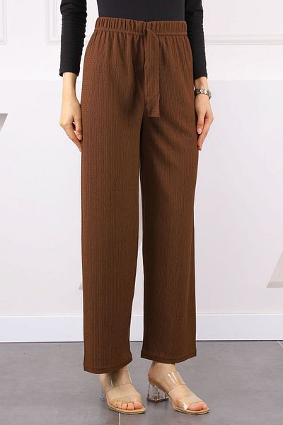 İmajButik Brown Wrinkled Wide Leg Trousers
