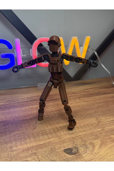 ThreeDesignStore Soldier Robot 15 cm Movable Brown Dummy 3 Arms