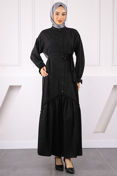 İmajButik Μαύρη φούστα με μαζεμένη μέση Linda φόρεμα