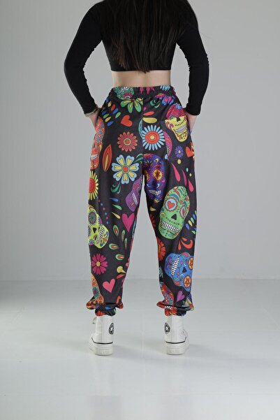 COCOPELLI Skull Patterned Pleated Jogger