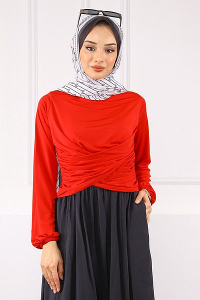 İmajButik Αμμώδης μπλούζα με λεπτομέρεια από κόκκινο σταυρό