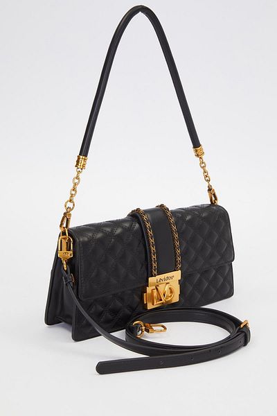 Levidor Black Chain Belt Baklava Pattern Shoulder Bag 930292