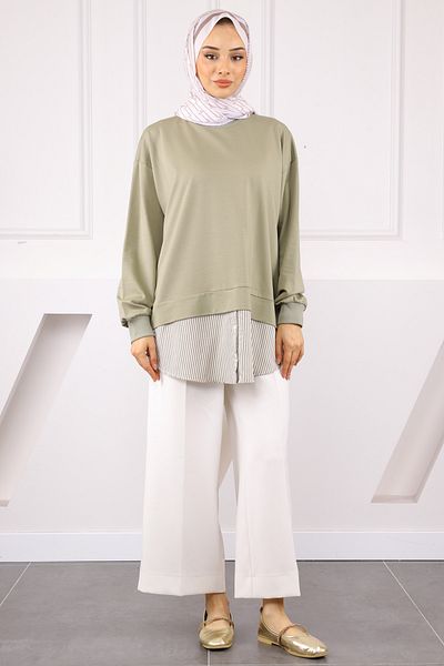 İmajButik Χακί Πουκάμισο Garnished Sweat
