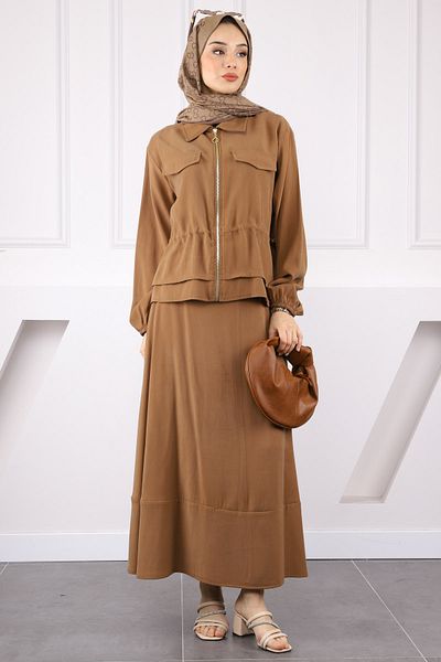 İmajButik Brown Jacket Skirt Suit