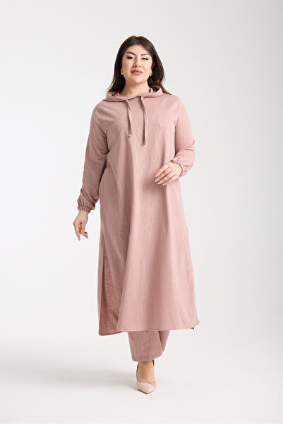 Moda Days Set dublu confortabil Gülkurusu pentru femei – cu glugă, mărime mare