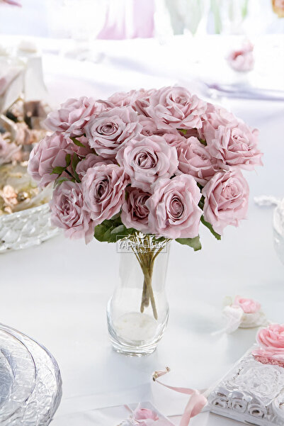 Yapay Çiçek Deposu Изкуствен букет от 7 стръка рози Пукет 40 см пастелно лилаво