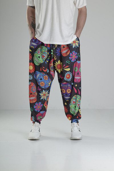 COCOPELLI Skull Patterned Pleated Half Shalwar