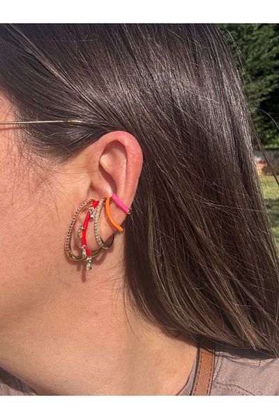bijuxbymrv Special Series Stone Red Pink Orange Earcuff (Cartilage Earring)