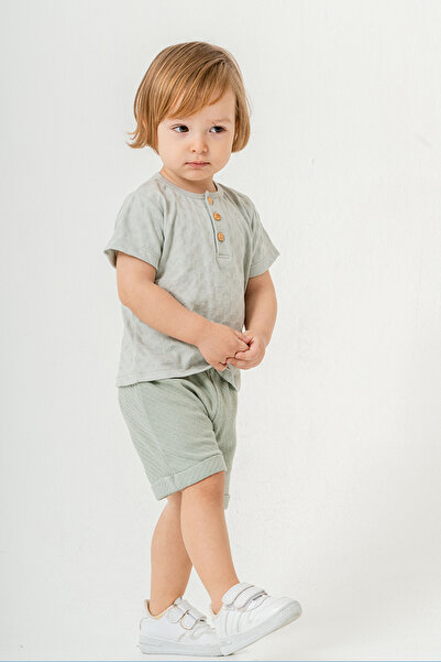 bombe Baby Kids Green Cotton Shorts 2-Piece Set Trend Fashion Bottom Top Set