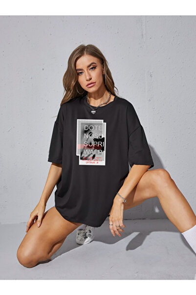 ciwi&life Μαύρο μπλουζάκι Unisex Dote Nosd Supri Walp με εμπριμέ χαλαρή εφαρμογή