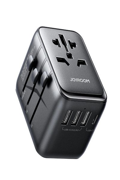 Joyroom 65W Universal Travel Adapter, 2 USB & 2 Type-C, Fast Charging, All-in-One, Black