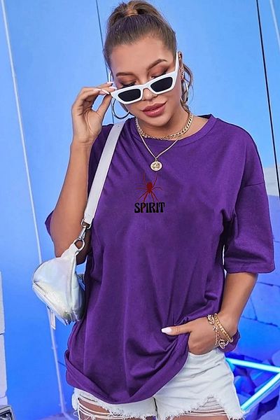 memowear Μωβ μπλουζάκι Unisex Spirit με χαλαρή εφαρμογή