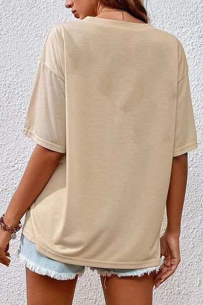 qavnas Μπλουζάκι Unisex Dote Nosd Supri Walp με εμπριμέ χαλαρή εφαρμογή μπεζ