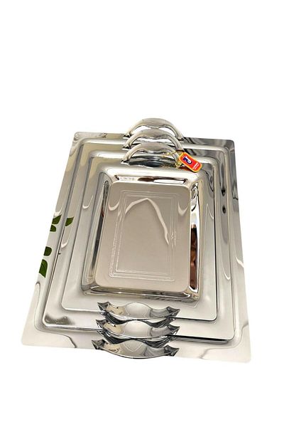 aljahwari 3piece silver serving tray set