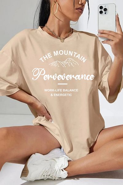 ciwi&life Μπλουζάκι Unisex The Mountain Printed Relaxed Cut Beige T-shirt