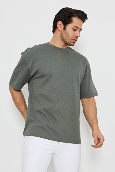 ZİNOX Ανδρικό μπλουζάκι με λαιμόκοψη oversized 2 κλωστών