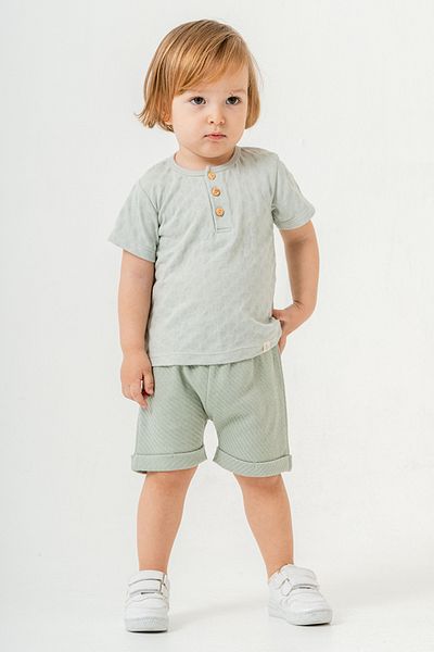 bombe Baby Kids Green Cotton Shorts 2-Piece Set Trend Fashion Bottom Top Set