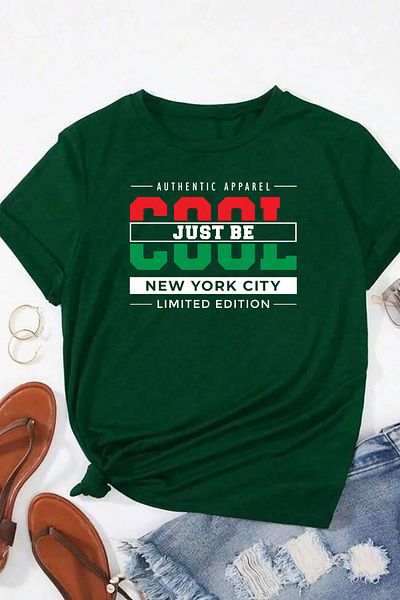 ciwi&life Unisex Cool Just Be Printed Πράσινο T-Shirt με χαλαρή εφαρμογή