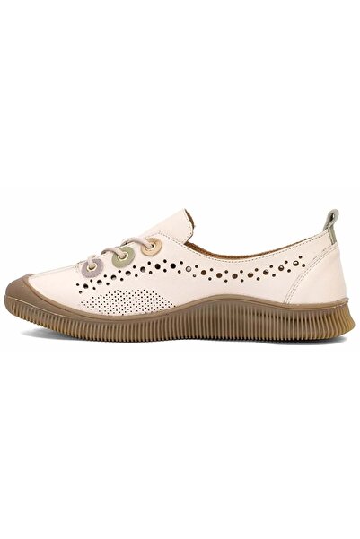 Venüs Pera Genuine Leather Orthopedic Women's Casual Shoes Beige