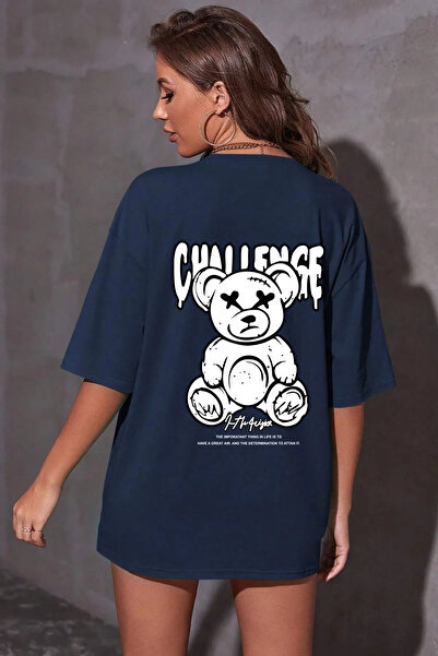 ciwi&life Μπλουζάκι Unisex Challenge Bear με χαλαρή εφαρμογή Navy Blue