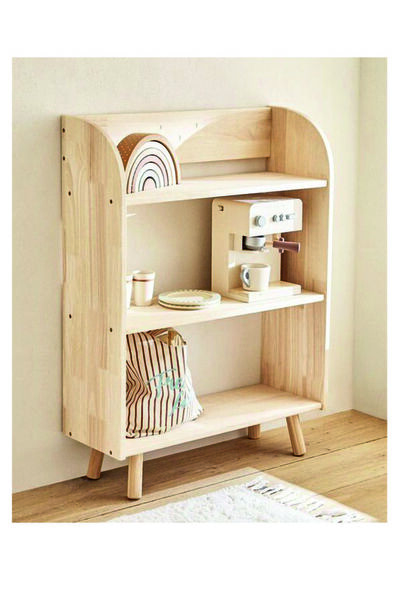 hommy Lusaka Doğal Masif Ahşap Montessori Kitaplık