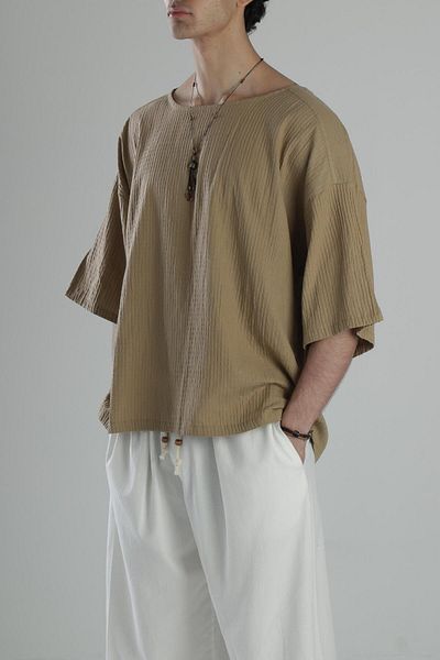 COCOPELLI Μουσελίνα Ύφασμα Fakir Sleeve Καφέ T-shirt