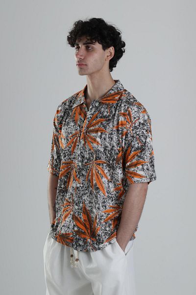 COCOPELLI Cămașă cu model de frunze portocalii