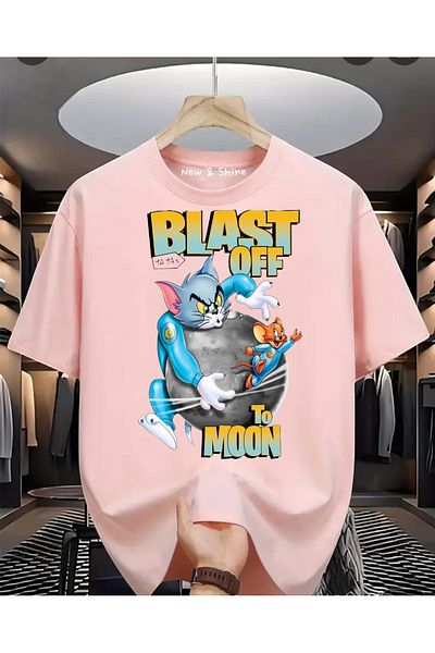 New Shine Μπλουζάκι με στάμπα με στάμπα Blast Off To Moon Tom and Jerry