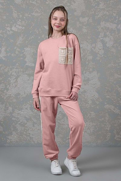 wakawakakidsstore Pocket Knitted Detailed Girl's Tracksuit Set