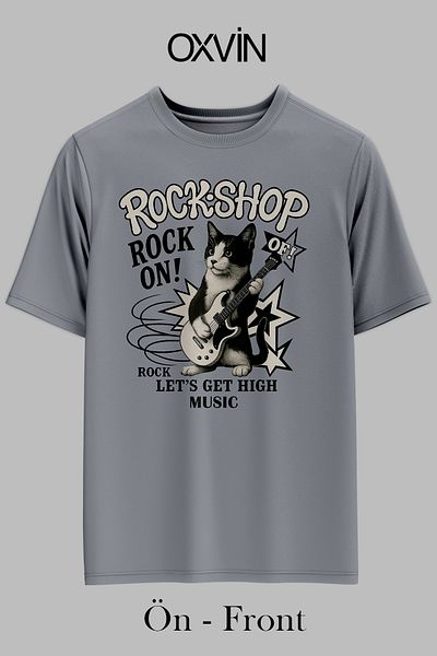 OXVİN ROCK-SHOP ROCK ON εμπριμέ OVERSIZED Unisex T-shirt (ΧΑΛΑΡΗ ΕΦΑΡΜΟΓΗ)