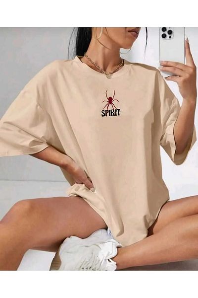 yueswear Μπλουζάκι Unisex Spirit με χαλαρή εφαρμογή μπεζ