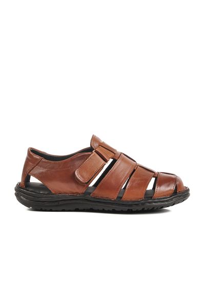 Aspor Tan Velcro Men's Flat Sandals