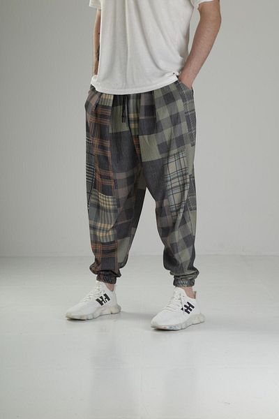 COCOPELLI Green Plaid Patterned Pleated Half Baggy