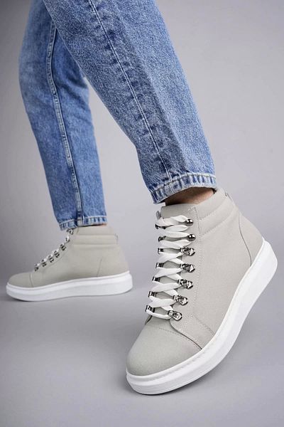 rabellashoes SLW206 Ottawa - Ανδρικά Suede Casual αθλητικά μποτάκια, κορδόνια και γκρι