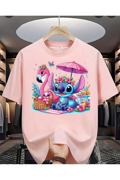 New Shine Stitch Printed Large Size Oversize T-Shirt