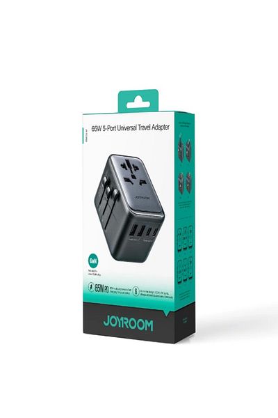 Joyroom 65W Universal Travel Adapter, 2 USB & 2 Type-C, Fast Charging, All-in-One, Black