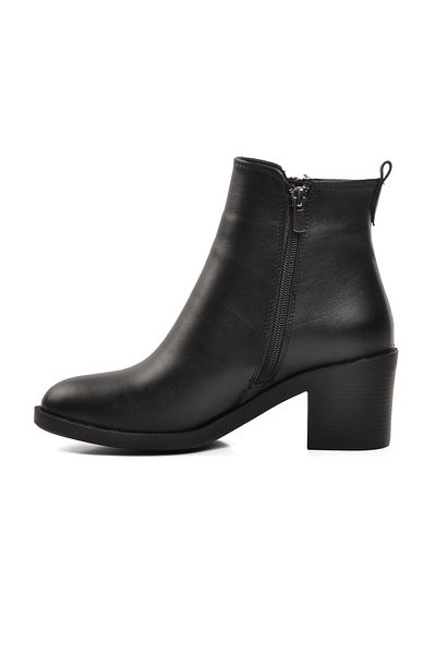 Aspor Black Skin Women's Heeled Boots