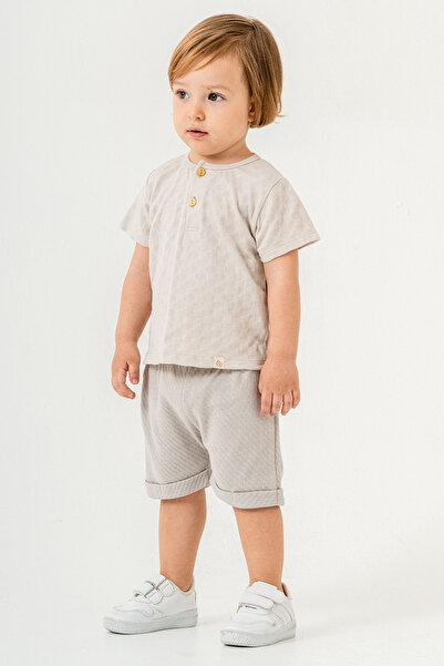 bombe Baby Kids Gray Cotton Shorts 2-Piece Set Trend Fashion Bottom Top Set