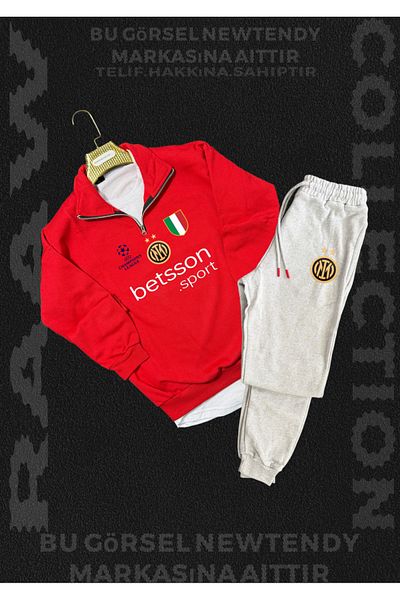 Minikelya Stand-Up Collar Zipper Sweatshirt and Winter Sweatpants Set Fan Combination Set of 2