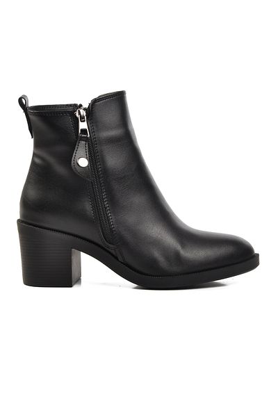 Aspor Black Skin Women's Heeled Boots