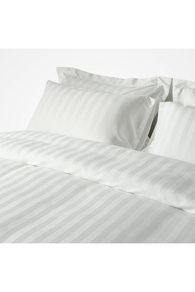 smart home 100% cotton double hotel bed sheet, 7 pieces, with removable filling, hotel stripes design - 240 x 260 cm