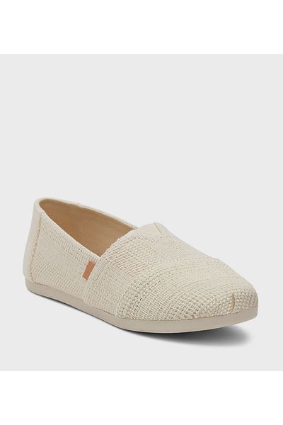 Toms Womens Toms Alpargata Undyed Metallic Linen Slip-On Shoes Beige 9