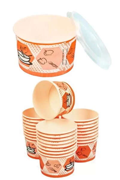 Kutubist Aşure Kağıt Çorba Tatlı Yemek Kasesi Kullan At 16 Oz Plastik Kapaklı