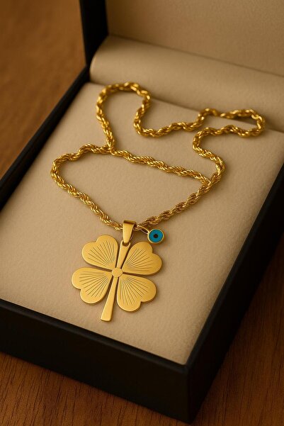 glanssieraad Altın Kaplama Çelik Dört Yapraklı Yonca Kolye – Güzellik, İnceli...