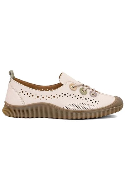 Venüs Pera Genuine Leather Orthopedic Women's Casual Shoes Beige