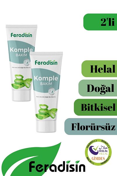 Feradisin 2 Pack Natural Aloevera Extract Fluoride-Free Protective Toothpaste 90Grx2 - Gimdes Halal Certified
